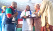D Alhaji Asari Dokubo (Second from left) present an award to Obarisi Ovie Omo-Agege while Rex Ekiugbo (Left) and Ms Esther Boro (2nd from right) watch on