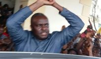 Ibori, former governor of Delta State waving to friends, kinsmen and political associates on arrival at hos country home, Oghara, Delta State on Saturday, February 4, 2017
