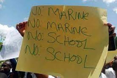 Delta school of Marine tech protest