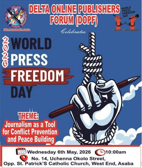 Delta Online Publishers Announce Plans To Commemorate 2026 World Press Freedom Day